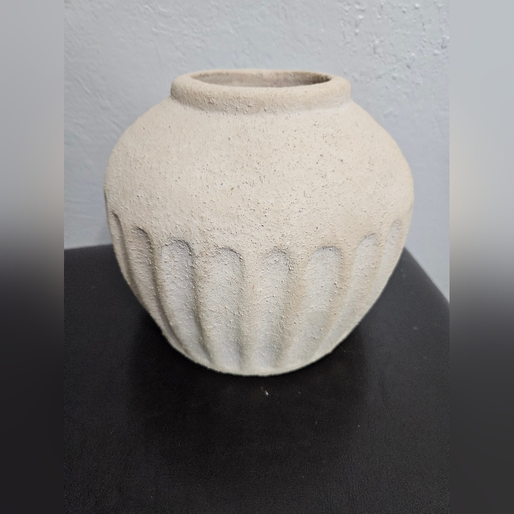 Short Carved Ceramic Vase - Threshold™ designed with Studio McGee: 6.75" Terraco